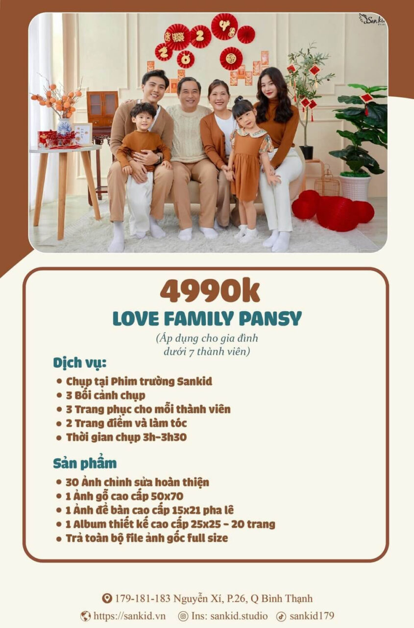 Gói chụp ảnh gia đình Love Family Pansy