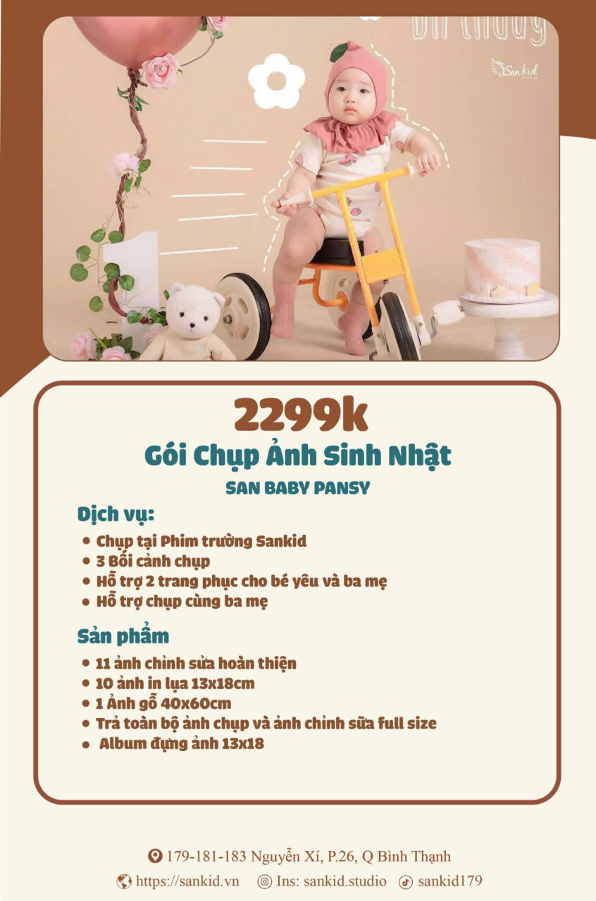 GÓI CHỤP HÌNH SINH NHẬT CHO BÉ SAN BABY DAISY